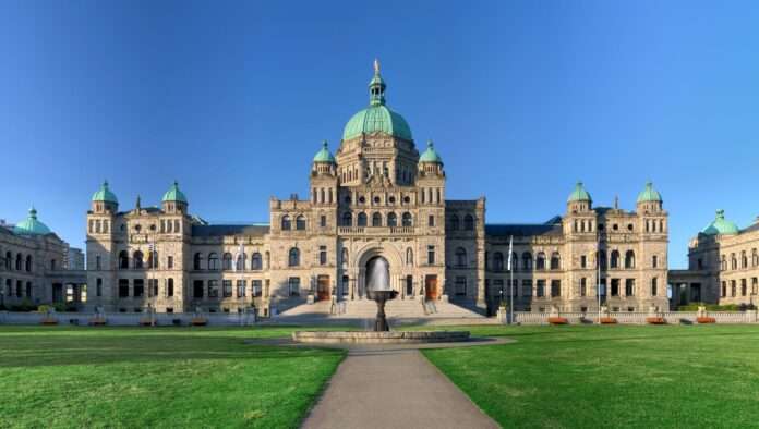 The British Columbia Parliament Buildings are in Victoria, British Columbia, Canada, and are home to the Legislative Assembly of British Columbia.