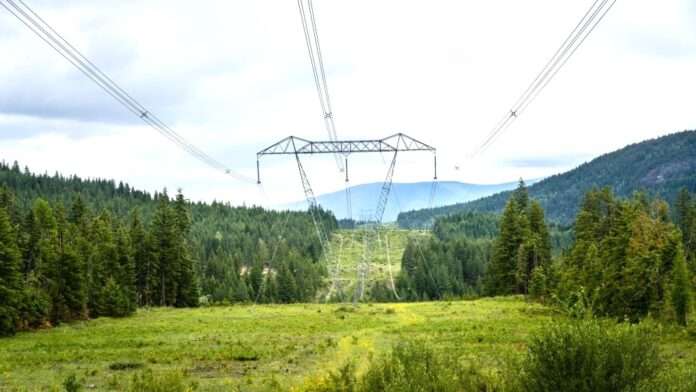 FILE - Power line in B.C.