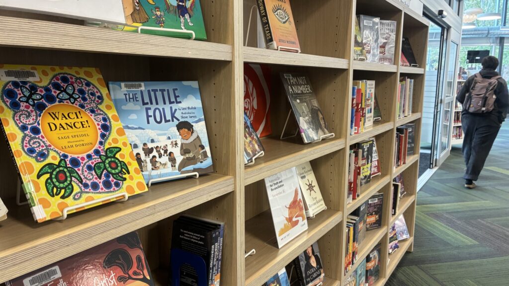 Shelves at a library